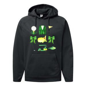 Coquette Bow Masters Golf Tournament Graphic Golfing Golfer Performance Fleece Hoodie