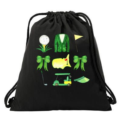 Coquette Bow Masters Golf Tournament Graphic Golfing Golfer Drawstring Bag