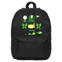 Coquette Bow Masters Golf Tournament Graphic Golfing Golfer 16 in Basic Backpack