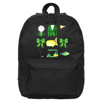 Coquette Bow Masters Golf Tournament Graphic Golfing Golfer 16 in Basic Backpack