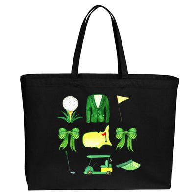 Coquette Bow Masters Golf Tournament Graphic Golfing Golfer Cotton Canvas Jumbo Tote