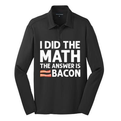 Cool Bacon Math Foodie Bacon Strips Eggs Meat Silk Touch Performance Long Sleeve Polo