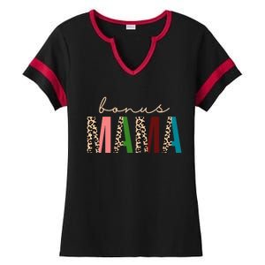 Cute Bonus Mama Leopard Pattern Ladies Halftime Notch Neck Tee