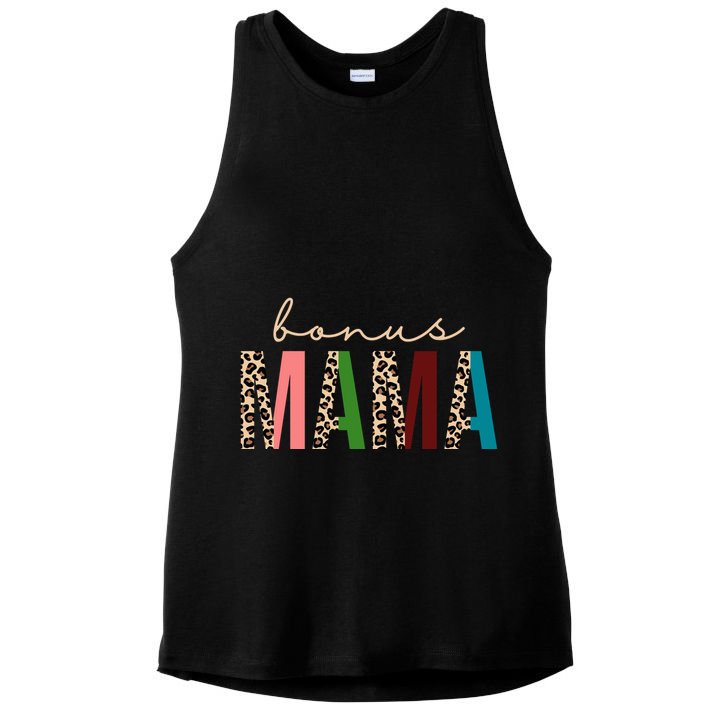 Cute Bonus Mama Leopard Pattern Ladies PosiCharge Tri-Blend Wicking Tank