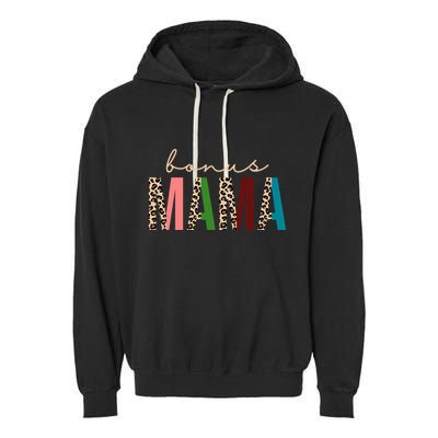 Cute Bonus Mama Leopard Pattern Garment-Dyed Fleece Hoodie