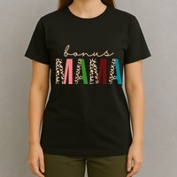 Cute Bonus Mama Leopard Pattern T-Shirt