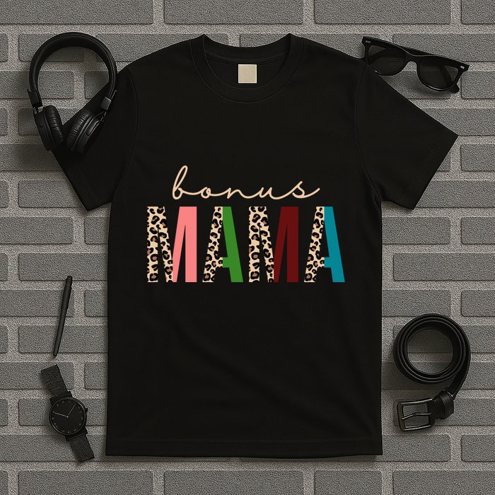 Cute Bonus Mama Leopard Pattern T-Shirt