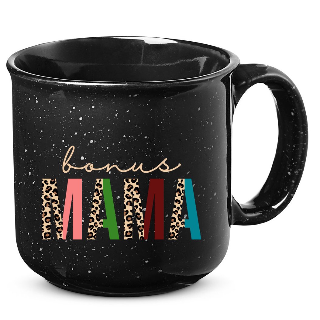 Cute Bonus Mama Leopard Pattern 15oz Campfire Ceramic Mug