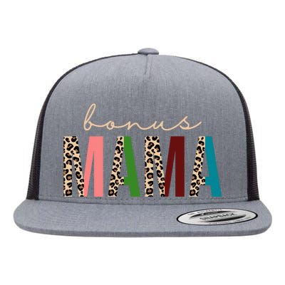 Cute Bonus Mama Leopard Pattern Flat Bill Trucker Hat