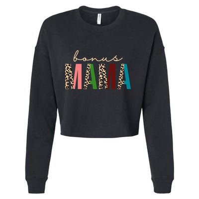 Cute Bonus Mama Leopard Pattern Cropped Pullover Crew