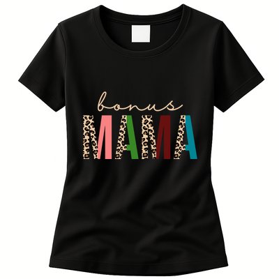 Cute Bonus Mama Leopard Pattern Womens T-Shirt