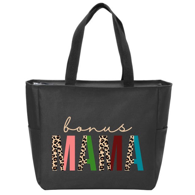 Cute Bonus Mama Leopard Pattern Zip Tote Bag