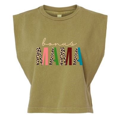 Cute Bonus Mama Leopard Pattern Garment-Dyed Women's Muscle Tee