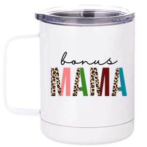 Cute Bonus Mama Leopard Pattern 12 oz Stainless Steel Tumbler Cup