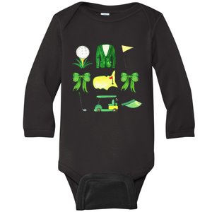 Coquette Bow Masters Golf Tournament Graphic Golfing Golfer Baby Long Sleeve Bodysuit