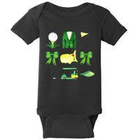 Coquette Bow Masters Golf Tournament Graphic Golfing Golfer Baby Bodysuit