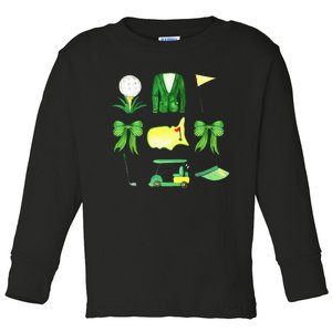 Coquette Bow Masters Golf Tournament Graphic Golfing Golfer Toddler Long Sleeve Shirt