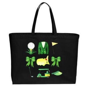 Coquette Bow Masters Golf Tournament Graphic Golfing Golfer Cotton Canvas Jumbo Tote