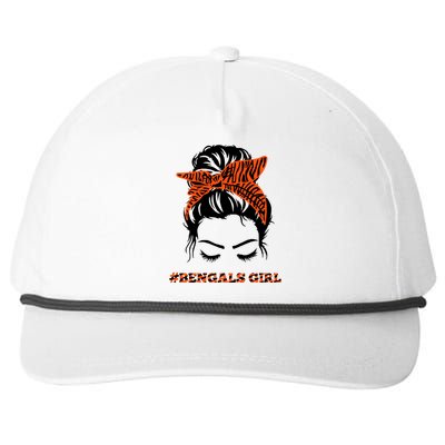 Cute BENGALS Messy Bun Girlss For Womens Girlss Fans Lovers Snapback Five-Panel Rope Hat