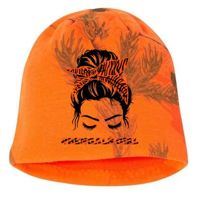 Cute BENGALS Messy Bun Girlss For Womens Girlss Fans Lovers Kati - Camo Knit Beanie