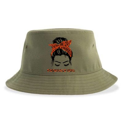 Cute BENGALS Messy Bun Girlss For Womens Girlss Fans Lovers Sustainable Bucket Hat