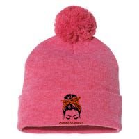 Cute BENGALS Messy Bun Girlss For Womens Girlss Fans Lovers Pom Pom 12in Knit Beanie