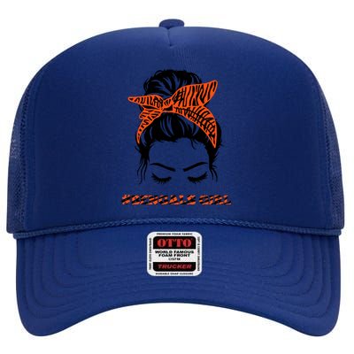 Cute BENGALS Messy Bun Girlss For Womens Girlss Fans Lovers High Crown Mesh Back Trucker Hat