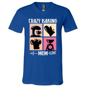 Crazy Baking Mom Baking Mama Baker Chef Mothers Day Gift V-Neck T-Shirt