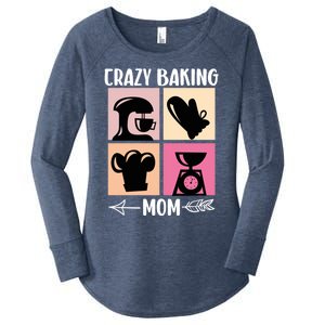 Crazy Baking Mom Baking Mama Baker Chef Mothers Day Gift Women's Perfect Tri Tunic Long Sleeve Shirt