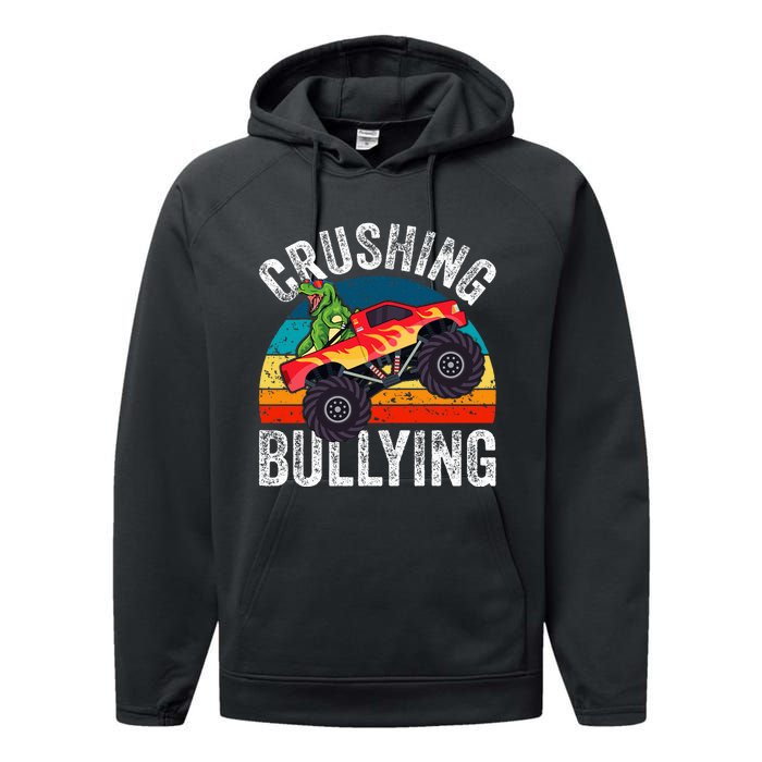 Crushing Bullying Monster Truck Unity Day Orange Performance Fleece Hoodie