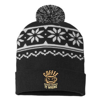 Coffee Because Murder Is Wrong Halloween Caffeinated Lover USA-Made Snowflake Beanie