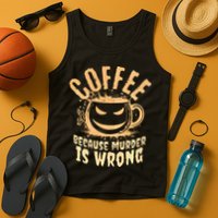 Coffee Because Murder Is Wrong Halloween Caffeinated Lover Tank Top