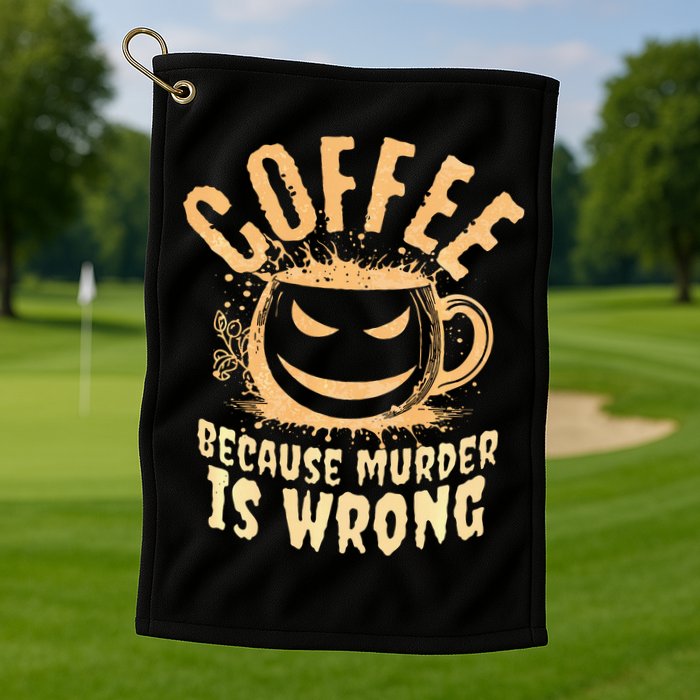Coffee Because Murder Is Wrong Halloween Caffeinated Lover Golf Towel