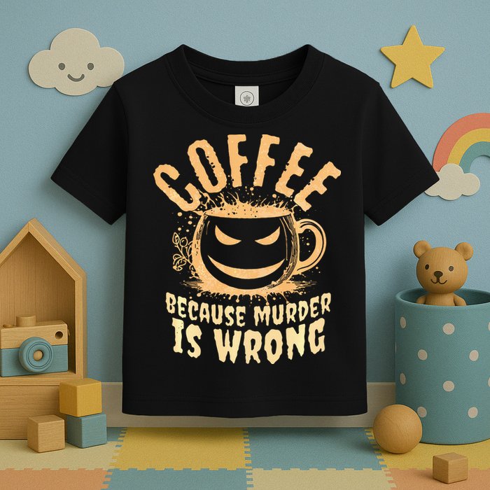 Coffee Because Murder Is Wrong Halloween Caffeinated Lover Toddler T-Shirt