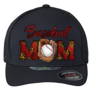 Cool Baseball Mom With Leopard Print Flexfit Unipanel Trucker Cap