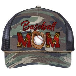 Cool Baseball Mom With Leopard Print Retro Rope Trucker Hat Cap