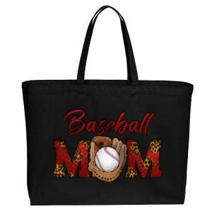 Cool Baseball Mom With Leopard Print Cotton Canvas Jumbo Tote