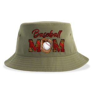 Cool Baseball Mom With Leopard Print Sustainable Bucket Hat