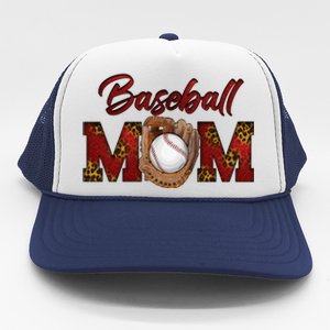 Cool Baseball Mom With Leopard Print Trucker Hat