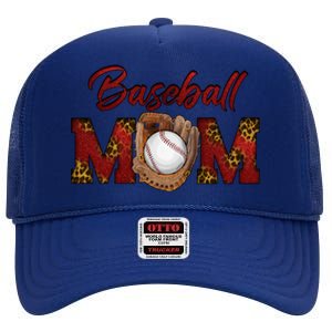 Cool Baseball Mom With Leopard Print High Crown Mesh Back Trucker Hat