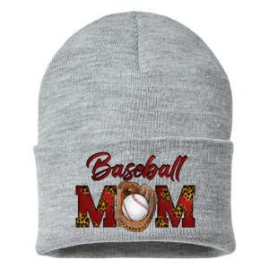 Cool Baseball Mom With Leopard Print Sustainable Knit Beanie