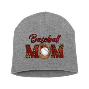 Cool Baseball Mom With Leopard Print Short Acrylic Beanie