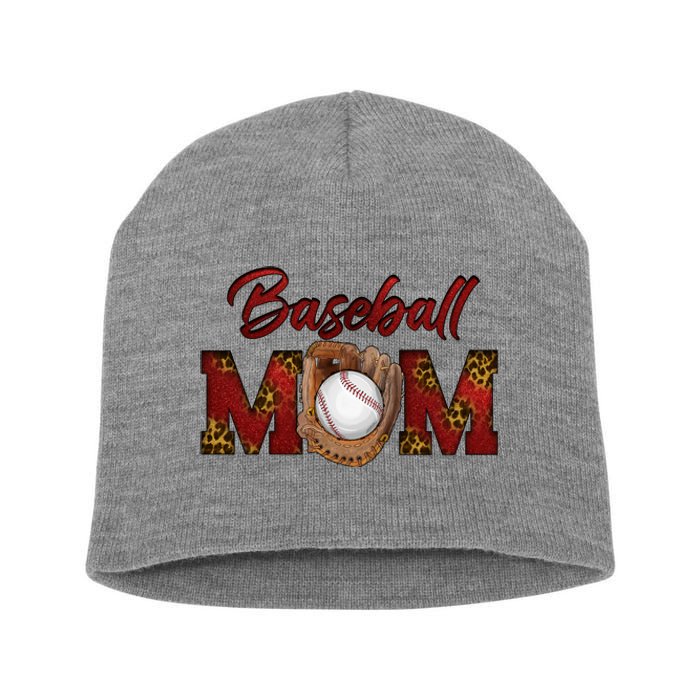 Cool Baseball Mom With Leopard Print Short Acrylic Beanie