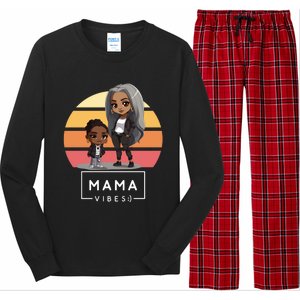 Cute Black Mom Magic MotherS Day Melanin Mama 2024 Gift Long Sleeve Pajama Set