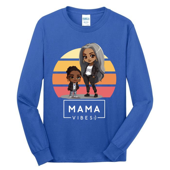 Cute Black Mom Magic MotherS Day Melanin Mama 2024 Gift Tall Long Sleeve T-Shirt