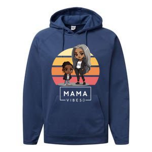 Cute Black Mom Magic MotherS Day Melanin Mama 2024 Gift Performance Fleece Hoodie