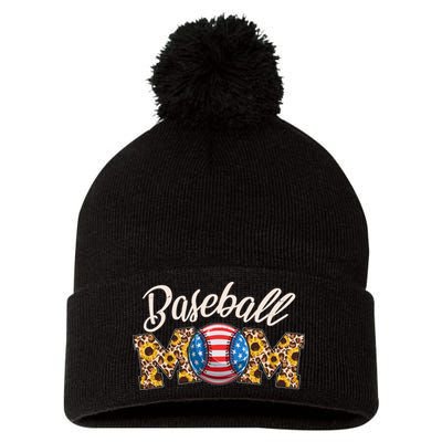 Cute Baseball Mom Baseball Fan Pom Pom 12in Knit Beanie