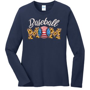 Cute Baseball Mom Baseball Fan Ladies Long Sleeve Shirt