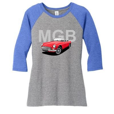 Classic British Mgb Sports Car Great Gift Women's Tri-Blend 3/4-Sleeve Raglan Shirt