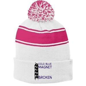 Cold Blue Magnet Broken Stripe Pom Pom Beanie